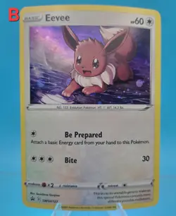 Pokemon Eevee Foil Holo Black Star Promo TCG SWSH127 SWIRL &Holo Bleed - LP - Image 1