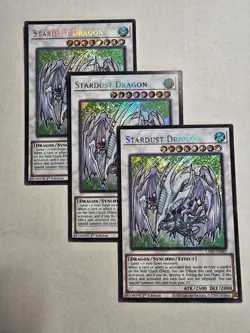 3x Stardust Dragon Chibi Art 1st Edition Secret Rare L5DD-ENS01 Yu-Gi-Oh! - Image 1