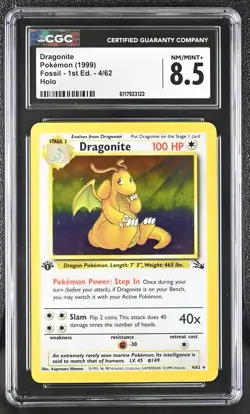 CGC 8.5 Dragonite 1999 Fossil 1st Edition 4/62 Holo Pokemon Card - Image 1
