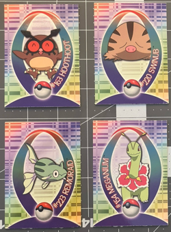 4x Pokemon Topps Johto Series Sticker Cards - Hoothoot Swinub Remoraid Meganium - Image 1