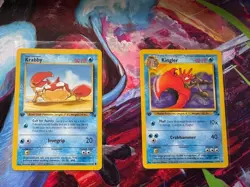 Vintage 2000 Pokemon Krabby + Kingler 1st Edition Cards Fossil LP+ - Image 1