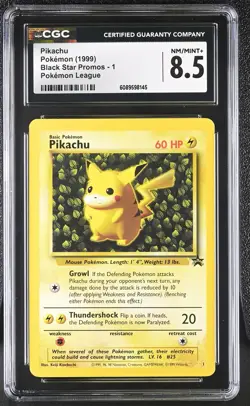 CGC 8.5 Pikachu 1999 Black Star Promos 1 Pokemon League Pokemon Card - Image 1