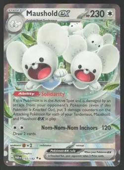 Maushold ex 155/182 Double Rare Pokemon TCG SV04: Paradox Rift NM - Image 1