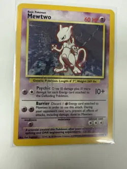 Pokemon Mewtwo 60 HP Basic Psychic Base Set 10/102 Holo Rare 1999-2000 Card - Image 2
