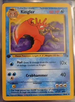 Pokemon Card Kingler 38/62 Fossil 1ST EDITION - Good Condition - Image 1