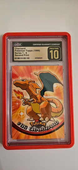 LOW POP Pokemon 1999 Topps Charizard #6 Series 1 Second Print CGC Pristine 10 - Image 1
