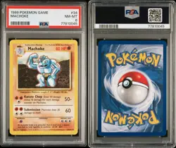 MACHOKE 1999 Pokemon Base Set Uncommon POKEMON 34/102 PSA 8 NM-MT - Image 3