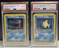 Pokemon Vintage WOTC Shining Gyarados 65/64 & Shining Magikarp 66/64 PSA 8 Set - Image 1