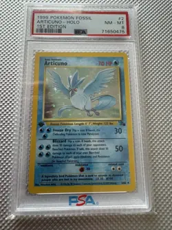 1999 Pokemon TCG Fossil Articuno Holo 1st Edition PSA 8 2/62 Card Stock - Image 1