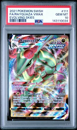 2021 POKEMON SWORD & SHIELD EVOLVING SKIES #111 FULL ART/RAYQUAZA VMAX PSA 10 - Image 1