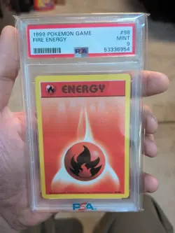 1999 POKEMON GAME BASE SET UNLIMITED 98 FIRE ENERGY PSA 9 MINT - Image 1