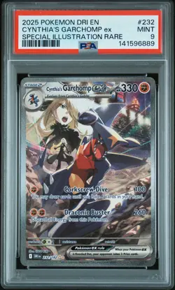 2025 POKEMON DRI EN-DESTINED RIVALS #232 CYNTHIA'S GARCHOMP EX PSA 9 - Image 1