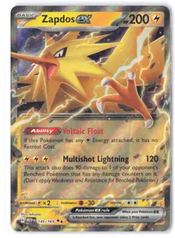 Zapdos ex - 145/165 NM Holo SV: Scarlet & Violet 151 Pokemon - Image 1