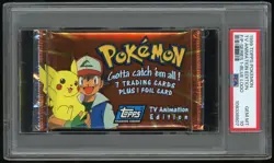 Pokemon TCG Foil Pack Series 1-blue Logo Topps Tv Animation Edition PSA 10 - Image 1