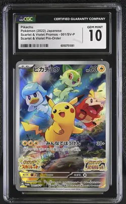 Pikachu 001/SV-P Scarlet & Violet Pre-order Pokemon Japanese CGC 10 Gem Mint - Image 1