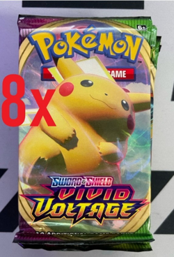 8x Pokemon TCG Sword & Shield Vivid Voltage Random Art Booster Packs SEALED - Image 1