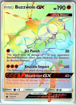 Buzzwole GX (Secret) 115/111 SM - Crimson Invasion - Pokemon Card - LP - Image 1