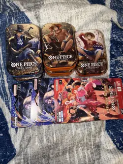 One Piece TCG Mini Tin Pack Set Vol. 2 Lot of 5: 2 Packs Of OP-14 : 1 - EB-03 - Image 1