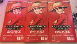 One Piece TCG OP-13 Carrying On His Will ENGLISH SLEEVED BOOSTER *LOT OF 3* - Image 1