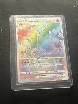 Pokemon TCG Charizard VSTAR Rainbow Secret Rare Card Brilliant Stars 174/172 - Image 1