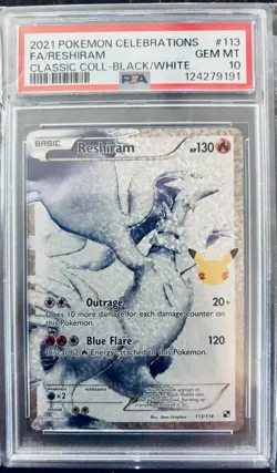 Pokemon Reshiram Celebrations Classic Collection Card 113/114 PSA 10 25th Stamp - Image 1