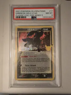 PSA 8 NM-MT Umbreon Gold Star Celebrations Classic Collection Pokemon Card 17/17 - Image 1