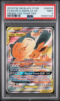 Eevee & Snorlax GX SM169 Pokemon SM Tag Team Black Star Promo MINT PSA 9 - Image 1