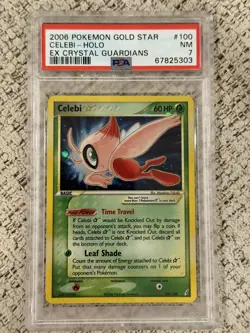 2006 POKEMON EX CRYSTAL GUARDIANS GOLD STAR #100 CELEBI-HOLO PSA 7 - Image 1