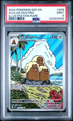 Alolan Dugtrio Illustration Rare 208/191 Surging Sparks Pokemon PSA 9 - Image 1