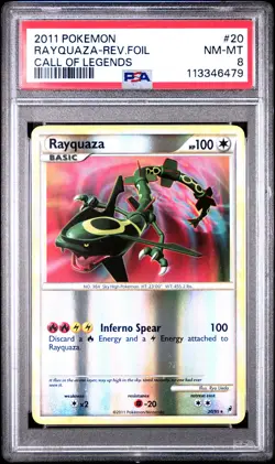 2011 POKEMON CALL OF LEGENDS RAYQUAZA #20 REVERSE FOIL PSA 8 NM #113346479 - Image 1