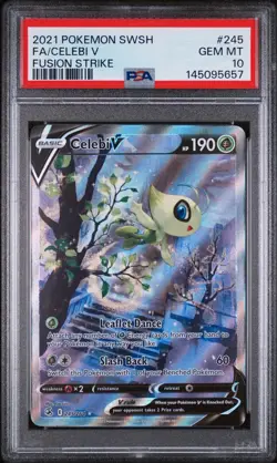 Celebi v 245/264 Alt Art Ultra Rare Fusion Strike 2021 Pokemon PSA 10 Gem Mint - Image 1