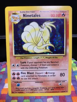 Pokemon TCG Ninetales Base Set Holo Unlimited Rare 12/102 #12 NM - Image 1