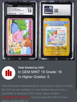 CGC 10 Pokemon Bandai Carddass Anime Series Oddish Misty Togepi PSA BGS JPN - Image 3