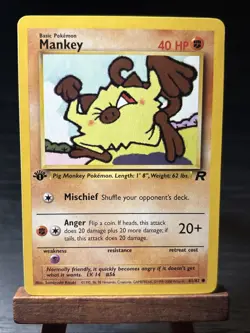 1st Edition Mankey 61/82 Team Rocket - WOTC - Pokemon TCG - NM - Image 1