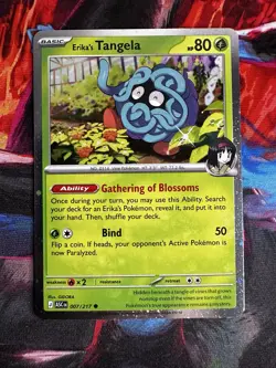 Pokemon Erika's Tangela ASC 007/217 Holo TCG Card w/ coin! - Image 1