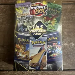 Iconic Mystery Box Pokemon Sealed Box 4 Packs + Chance Vintage Pack PSA Card - Image 1