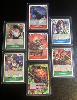 One Piece CCG Roronoa Zoro LEADER (7) Card Lot - Image 1