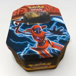 2014 POKEMON TRADING CARD GAME STORAGE TIN and 49 CARDS w/ DEOXYS - Image 1