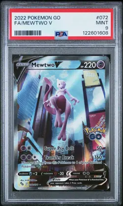 2022 Pokemon SWSH Pokemon GO Mewtwo V #072/078 PSA 9 - Image 1