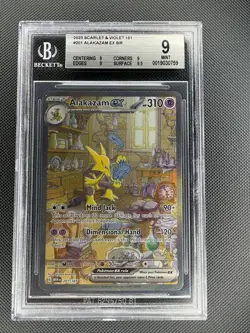 2023 Pokemon TCG Alakazam EX #201/165 Special Illustration Rare SV 151 Beckett 9 - Image 1