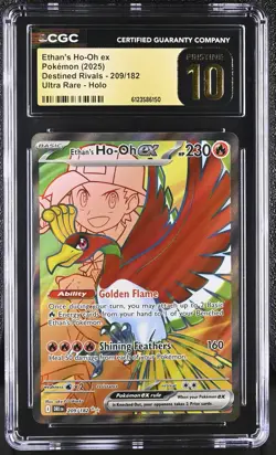 CGC 10 PRISTINE Ethan's Ho-Oh ex Destined Rivals 209/182 Holo Pokemon Card - Image 1
