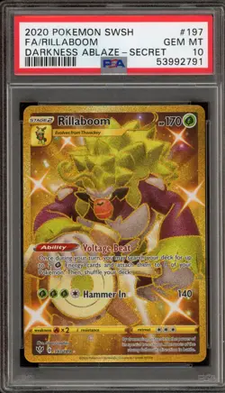 Pokemon Rillaboom Darkness Ablaze Secret Rare Full Art #197 PSA 10 Gem Mint - Image 1