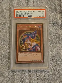 2014 YUGIOH 1ST ED PGLD-EN033 DARK MAGICIAN GIRL GOLD RARE PSA 7 NM - Image 1