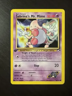 Sabrina's Mr. Mime 94/132 Gym Heroes 1st Edition Pokemon Card NM Condition - Image 1