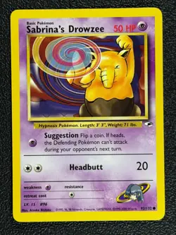 Sabrina's Drowzee 92/132 Gym Heroes Series Common Pokemon Card 1999-2000 NM - Image 1