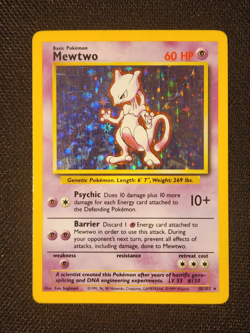 Pokemon TCG Card Mewtwo - 10/102 Base Set Unlimited - Holo Rare HP - Image 1