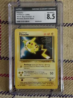 Pokemon TCG Pikachu #4 Stamped 1999 WB Movie Black Star Promo Card WOTC CGC 8.5 - Image 1
