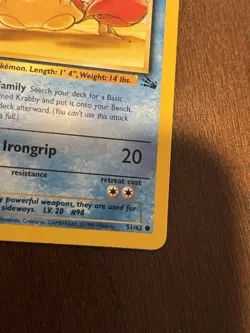 Pokemon TCG Krabby Fossil 1st Edition Common Card 51/62 - Image 2