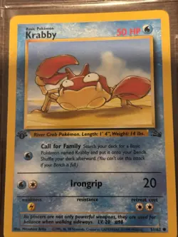 Pokemon TCG Krabby Fossil 1st Edition Common Card 51/62 - Image 3