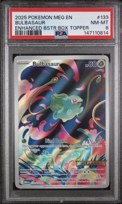 2025 POKEMON MEG EN-MEGA EVOLUTION #133 BULBASAUR ENHANCED BSTR BOX TOPPER - Image 1